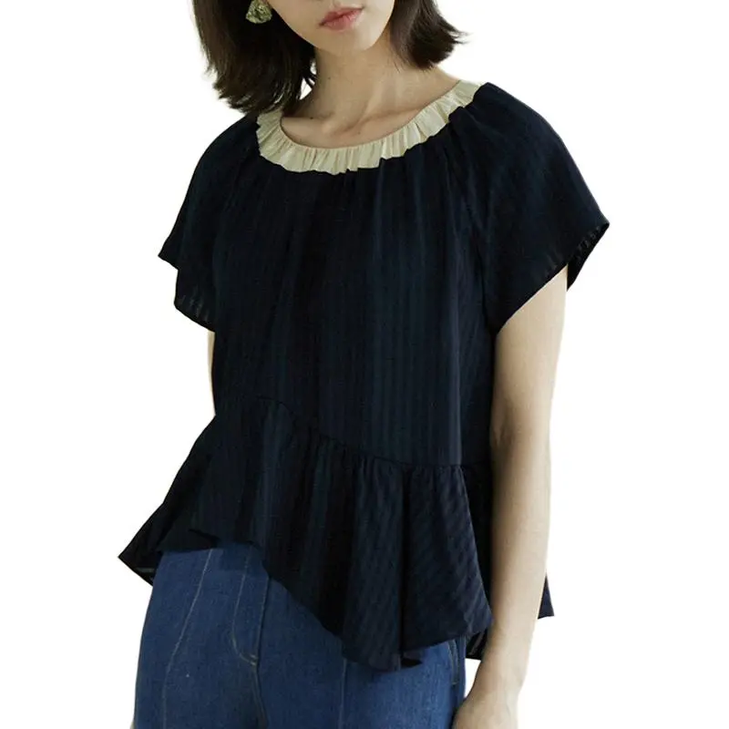 Mu Xiao Xin Shirts Women's Dark Blue-1