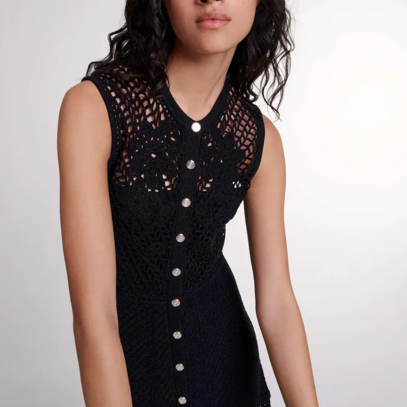 Maje Crochet knit Maxi Dress-4