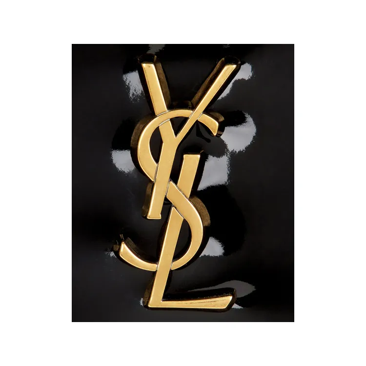SAINT LAURENT Patent Leather Clutch Women's Black-4