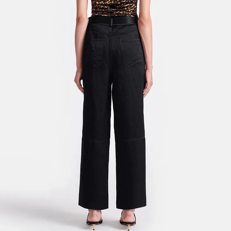 NANUSHKA Husna Belted Crinkled Satin Pants-1