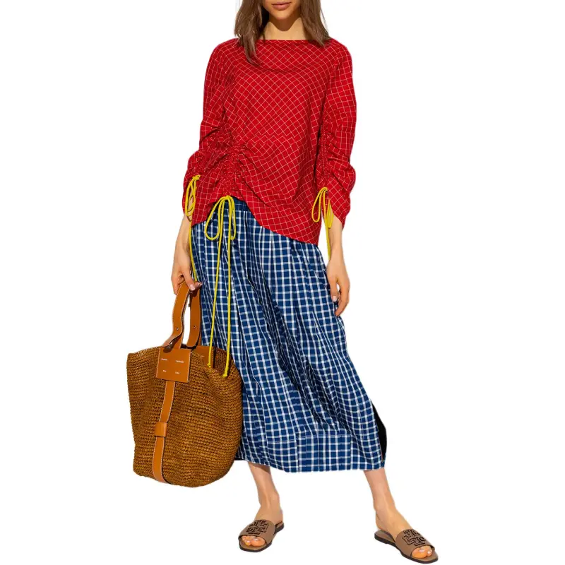 TORY BURCH Check-print Ruched Top-3