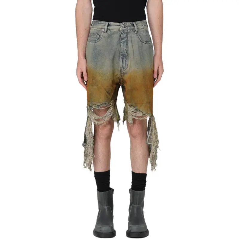 Rick Owens DRKSHDW Destroyed Denim Bermuda Shorts-4