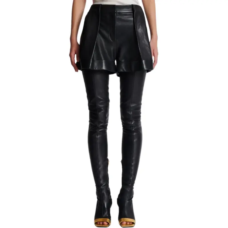 BALMAIN Pleated Leather Shorts-1