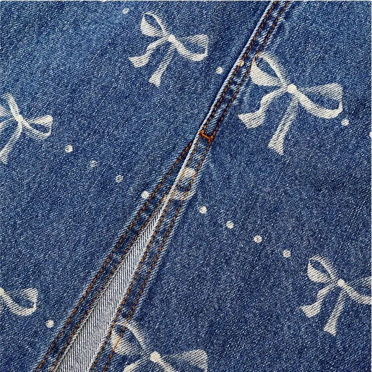 Self portrait Bow print Denim Skirt-3