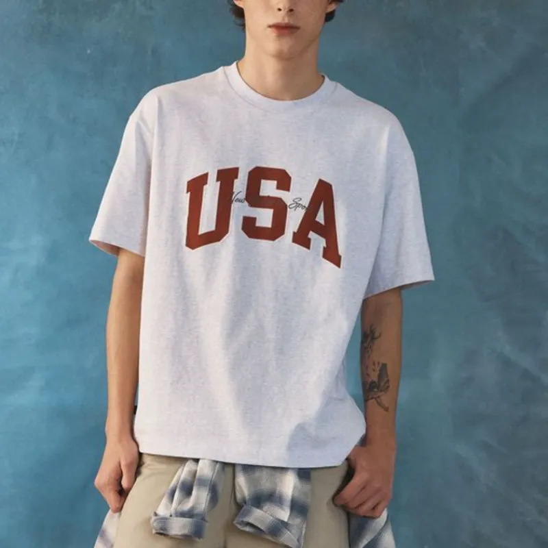 New Balance UNI USA T Shirt Unisex 16 Light Gray-2