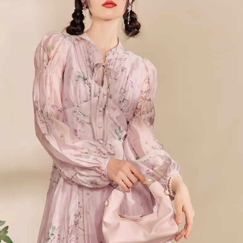 QIAOYUHUAZUN Long Sleeved Dresses Women's Purple-3