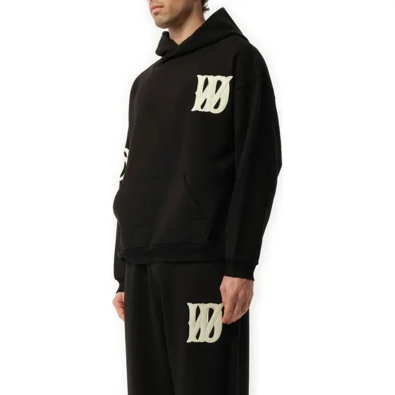 WE11DONE Boucle Letter Logo Hoodie Sweatshirt Men's Black-3