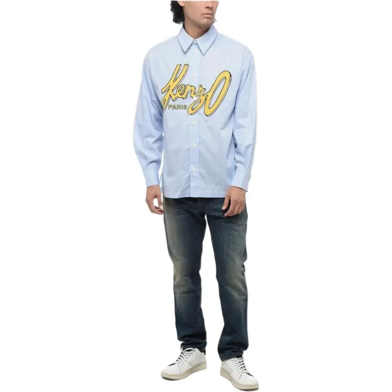 KENZO Logo print Striped Cotton Shirt-3
