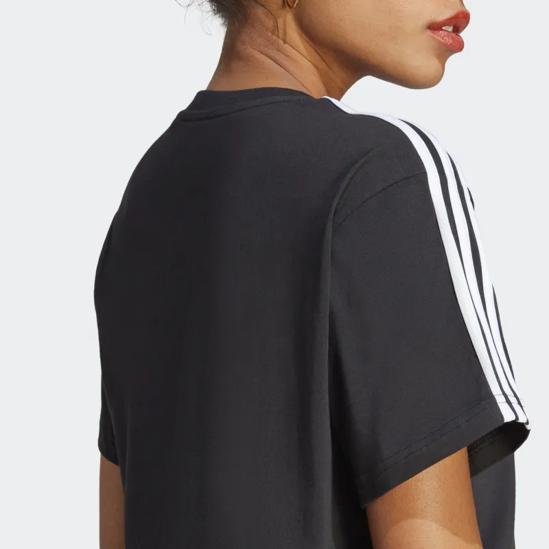 Adidas Drop Shoulder Sleeve T Shirt Women's Black-4