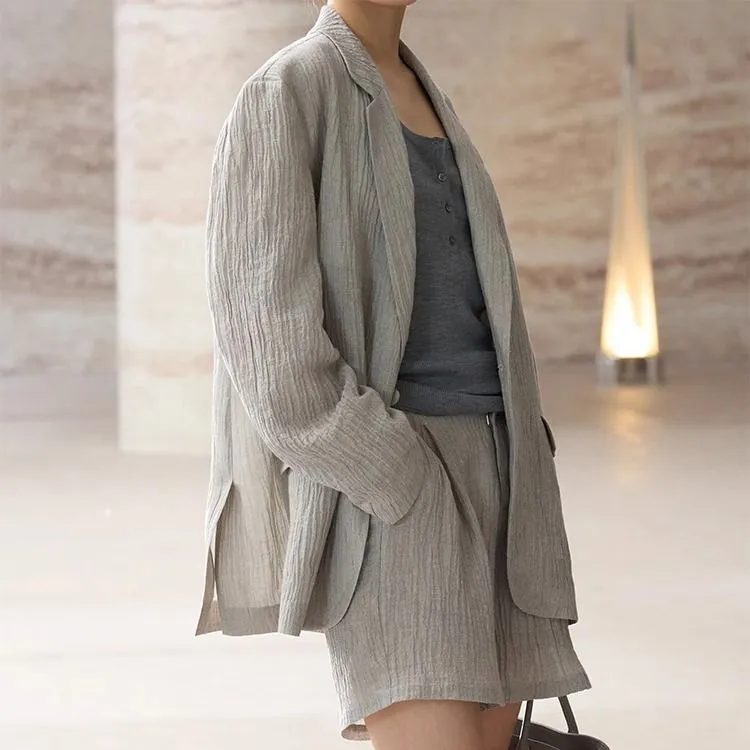 COMMON VALUE 'Riverbank La Jetee' Business Suit Women's Rain Dew Linen-2