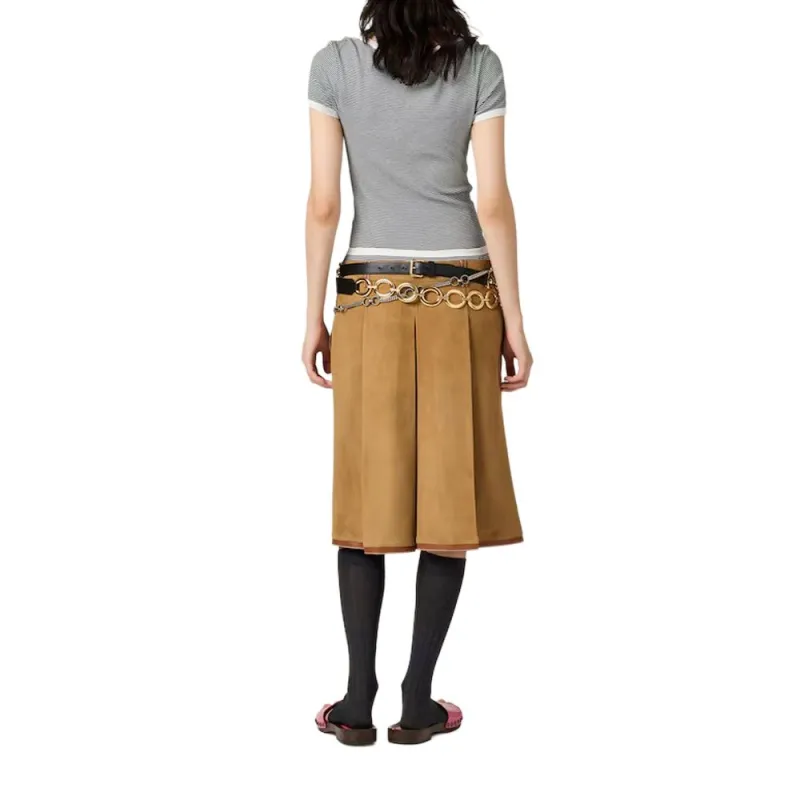 MIU MIU Suede Pleated Skirt-2