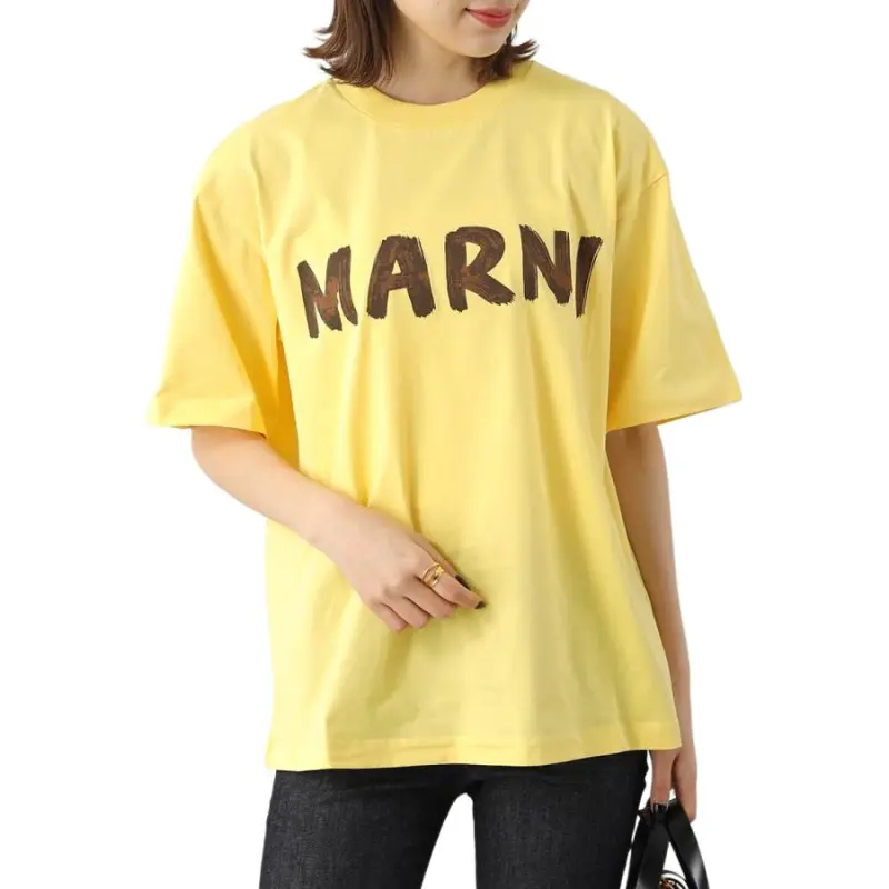 MARNI Oversized Logo T Shirts Yellow-3