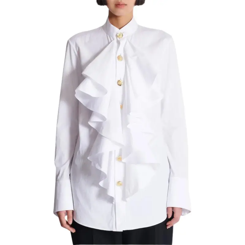 BALMAIN Ruffled Poplin Shirt-1