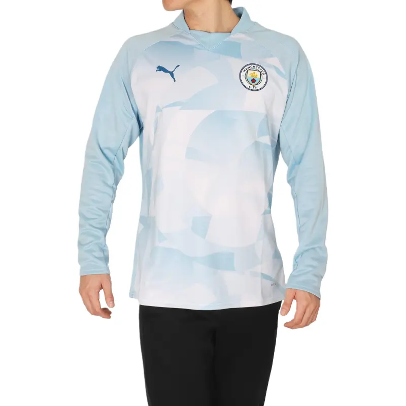 PUMA MCFC PREMATCH LS SWEAT TOP Sweatshirt Men's Silver Gray Lake Blue-2