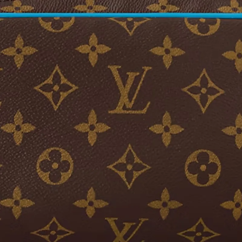 LOUIS VUITTON Coated Canvas Clutch Unisex Gaston Blue-4