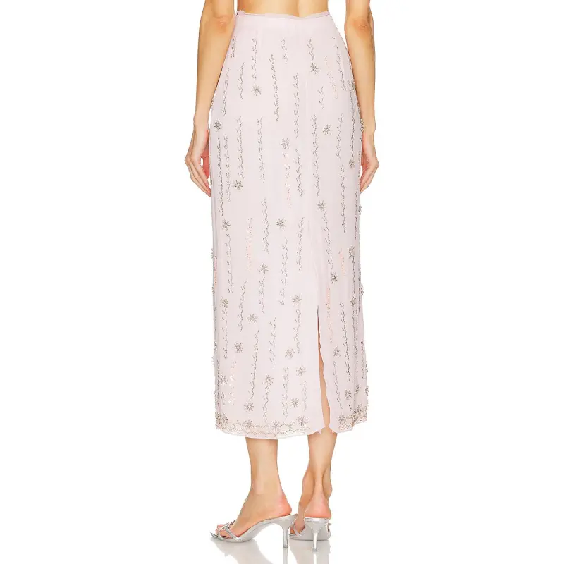 LOVESHACKFANCY Casual Long Skirts Women's Light Purple-1