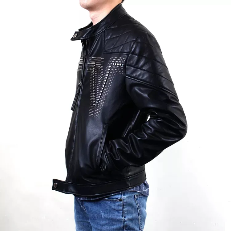VERSACE SS22 Leather Jacket Men's Black-5