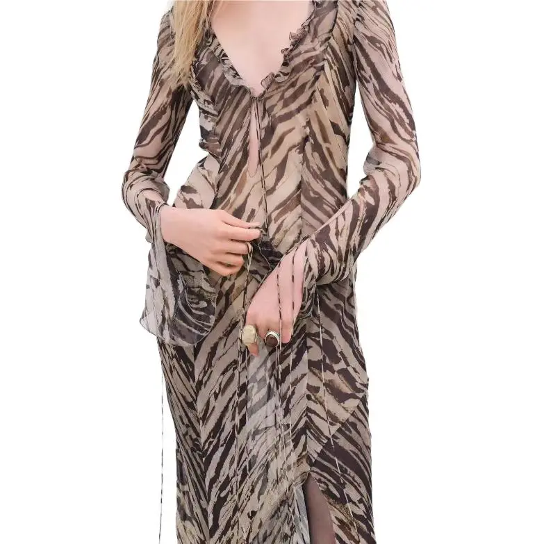 ZARA ZW Series Long-Sleeved Dresses Women's Green-3