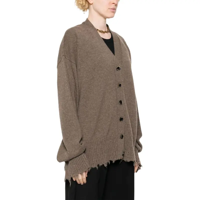 UMA WANG Raw Cut V Neck Cardigan-3