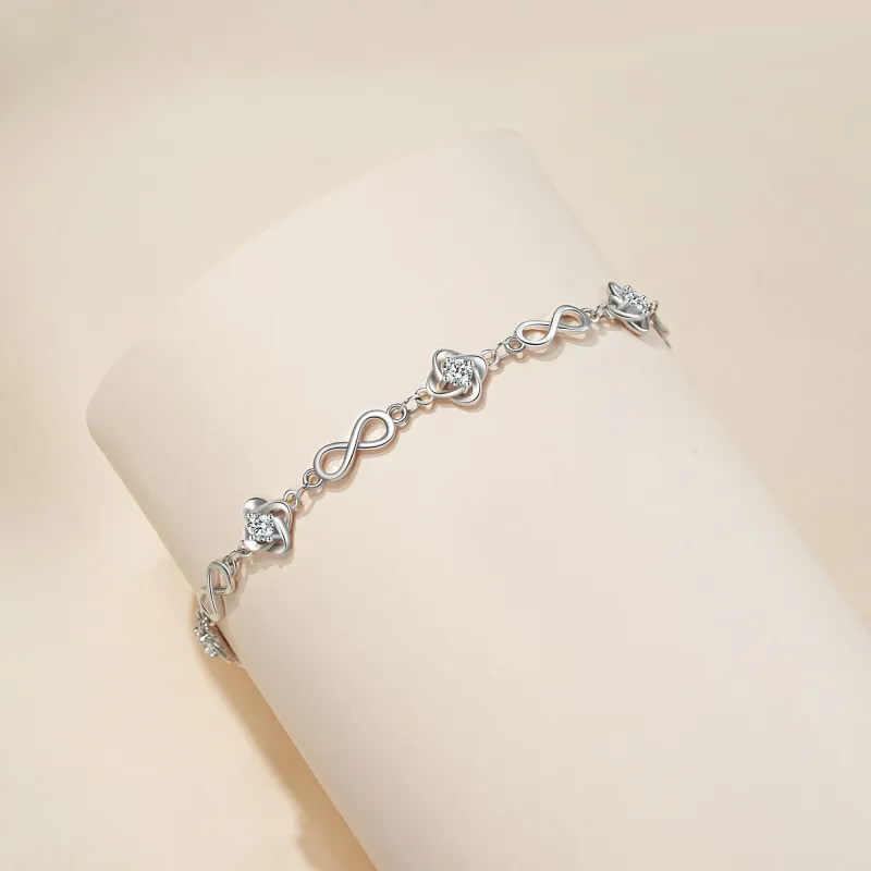 Hurry That Year S999 Silver Zircon Bracelets Women's-3