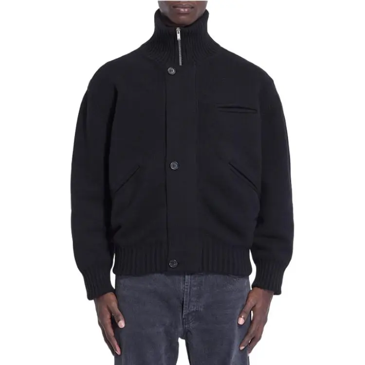 SAINT LAURENT Button Detailed High Neck Cardigan Jacket-1