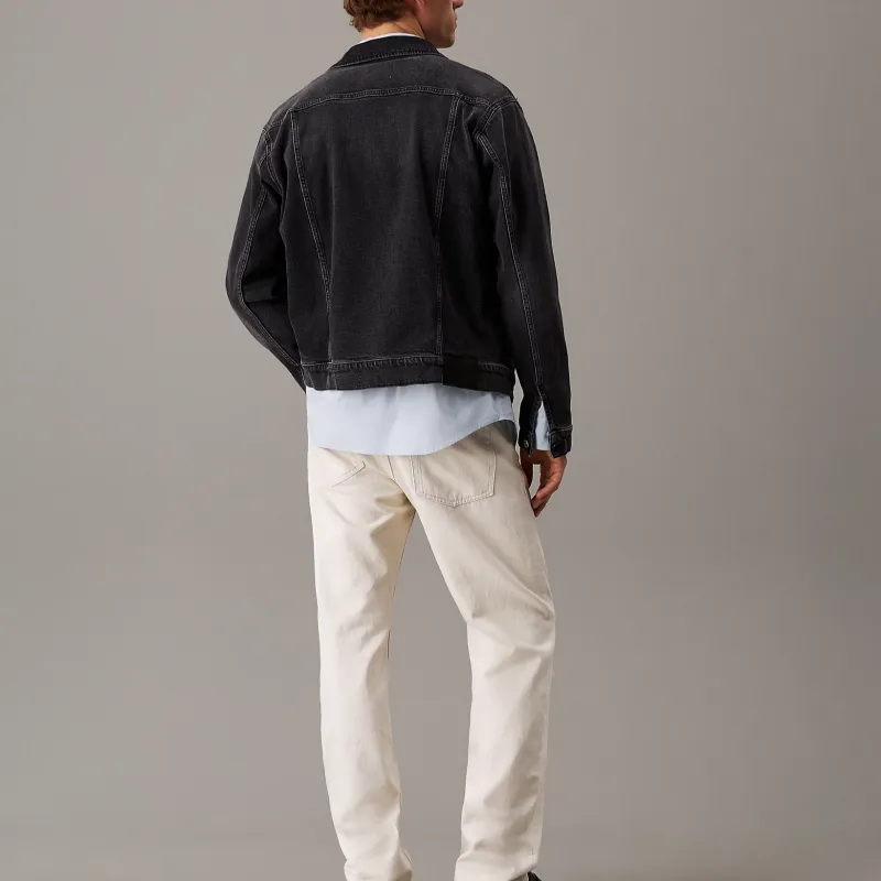 CALVIN KLEIN Denim Jacket Europe Version Men's Denim Black-2