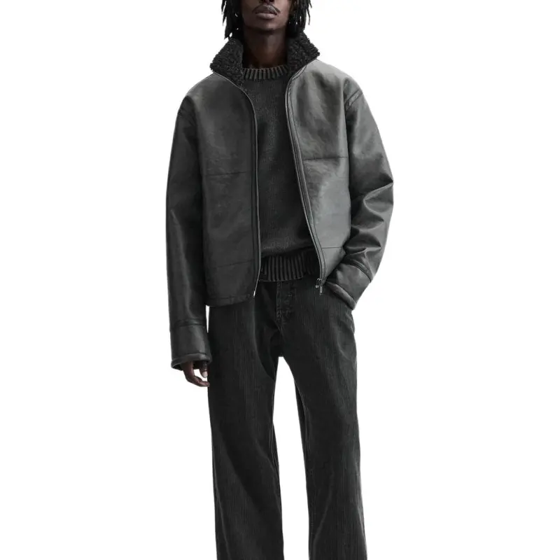 ZARA Leather Jacket Men's Black-3