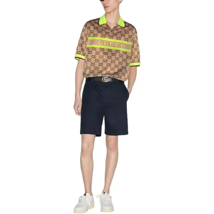 GUCCI Polyester Mesh Gg Print Polo-1