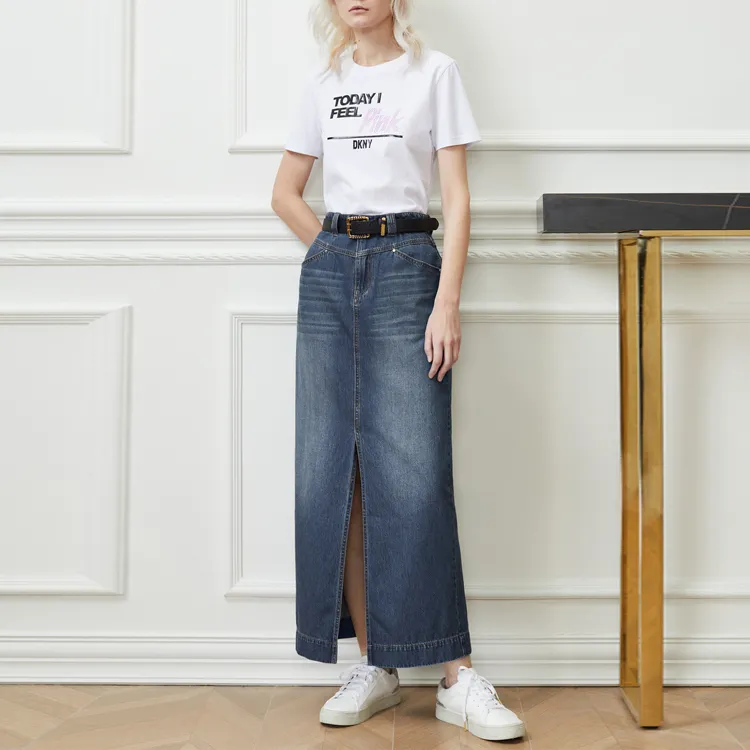 DKNY Denim Long Skirts Women's Denim Blue-1