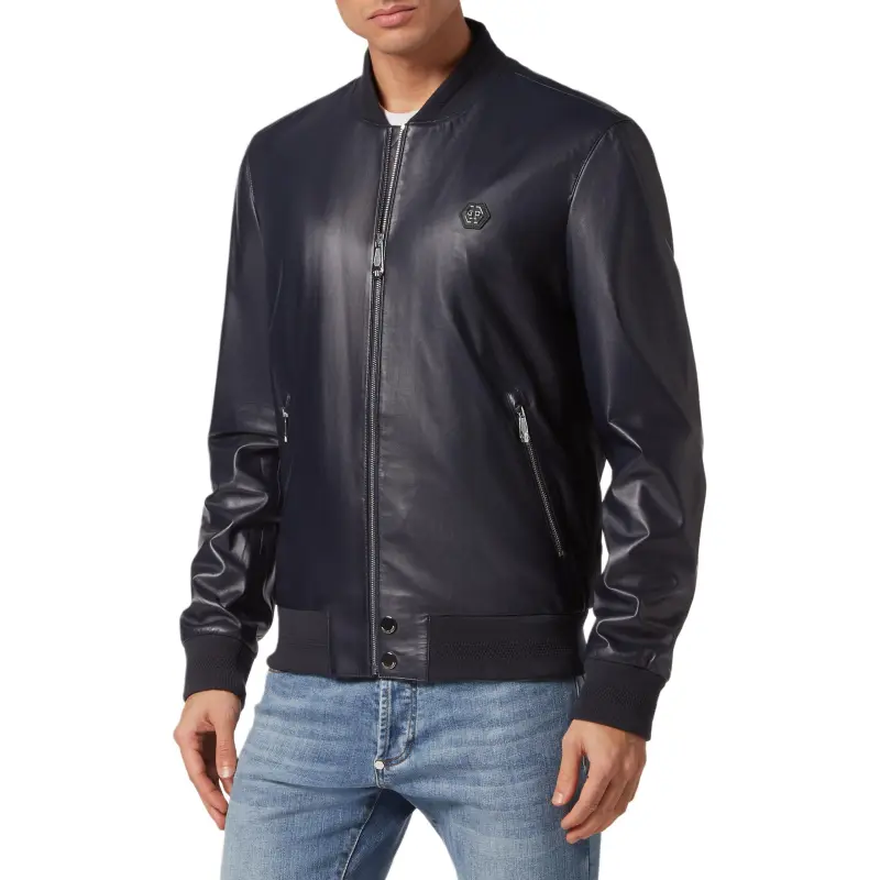 PHILIPP PLEIN Leather Bomber Jacket-1