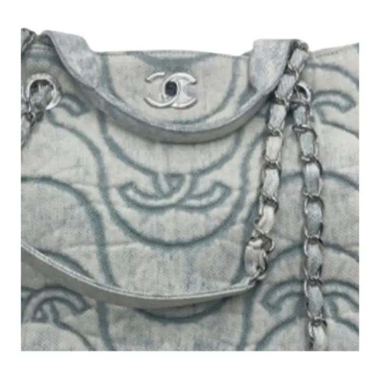 CHANEL Denim Beach Bag, Tote Bag, Shopping Bag, Handbag, Shoulder Bag Women's Blue-2