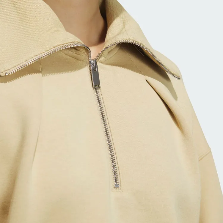 Adidas Spacer 1/2 Zip Track Top Sweatshirt Women's Light Khaki-5