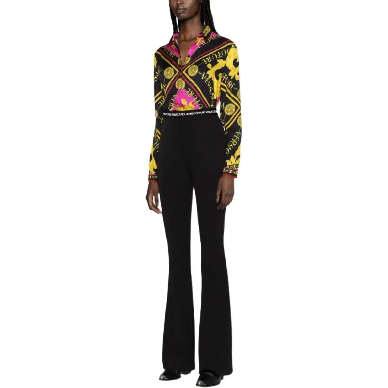 VERSACE Logo Couture-Print Straight Hem Shirt-3
