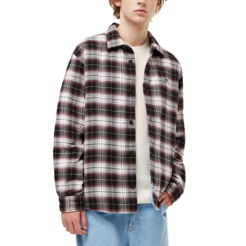 LACOSTE Jackets Coats Men's Red White Plaid-1