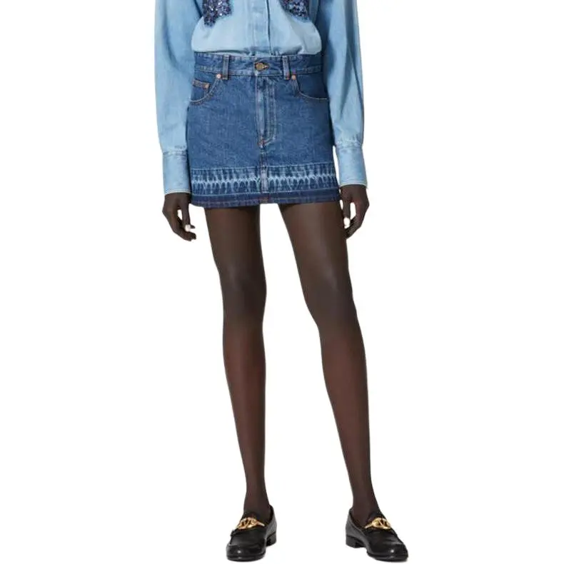 Valentino Denim Short Skirts Women's Blue-3