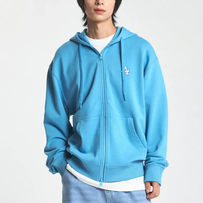MLB Basic Medium Logo Hood Zip Up Sweatshirt Unisex Blue-3