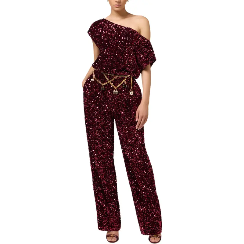 Elisabetta Franchi Sequin Embroidered Chenille Trousers-1