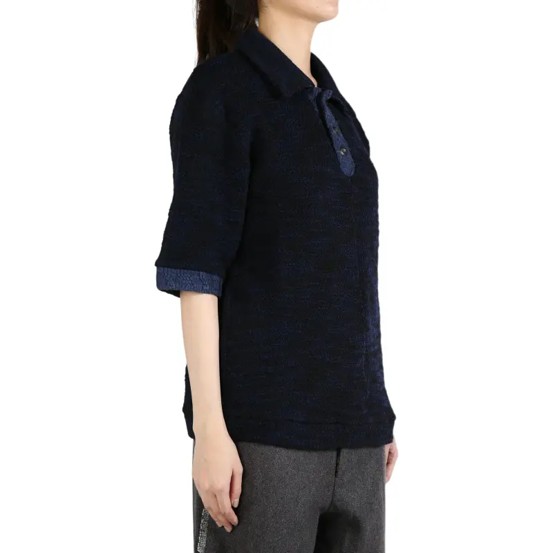 COMMUNS Textured Knit Polo Shirt-2
