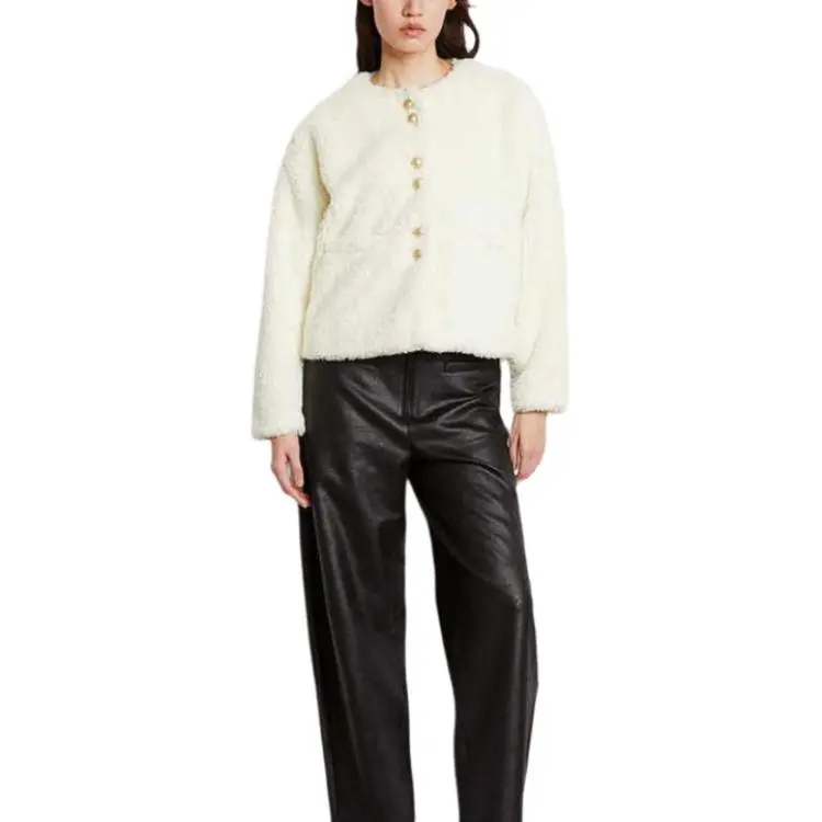 H&M Velvet feel Coat Women's Cream-1