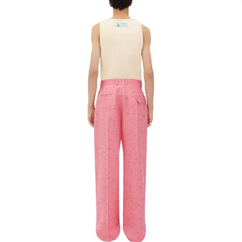 Bottega Veneta Textured Criss Cross Viscose Silk Trousers Casual Pants Men's Pink-1