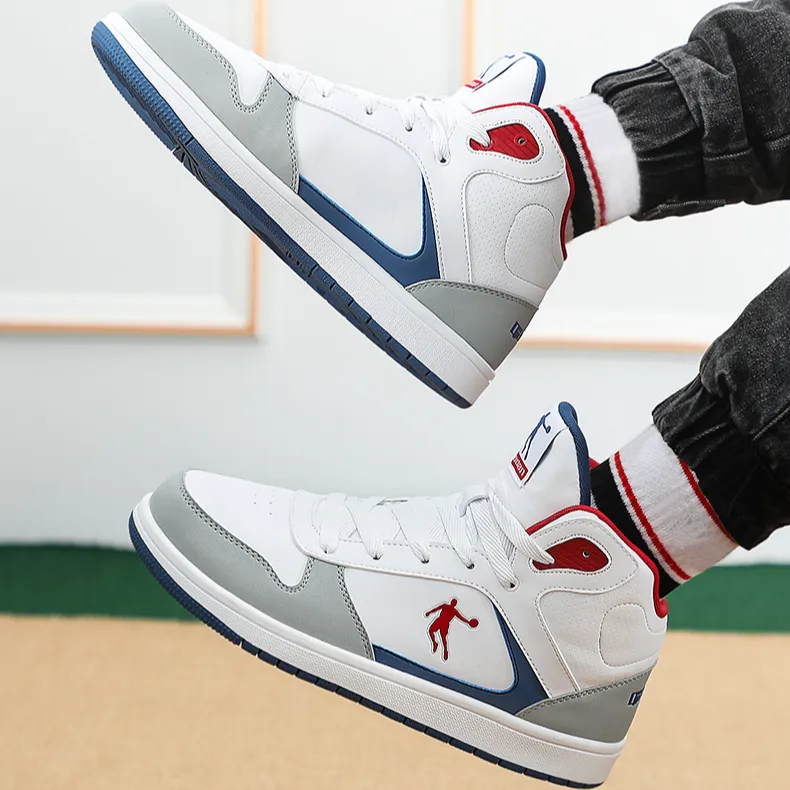 QIAODAN Coverage High Top Skateboard Shoes Men's Blue-2