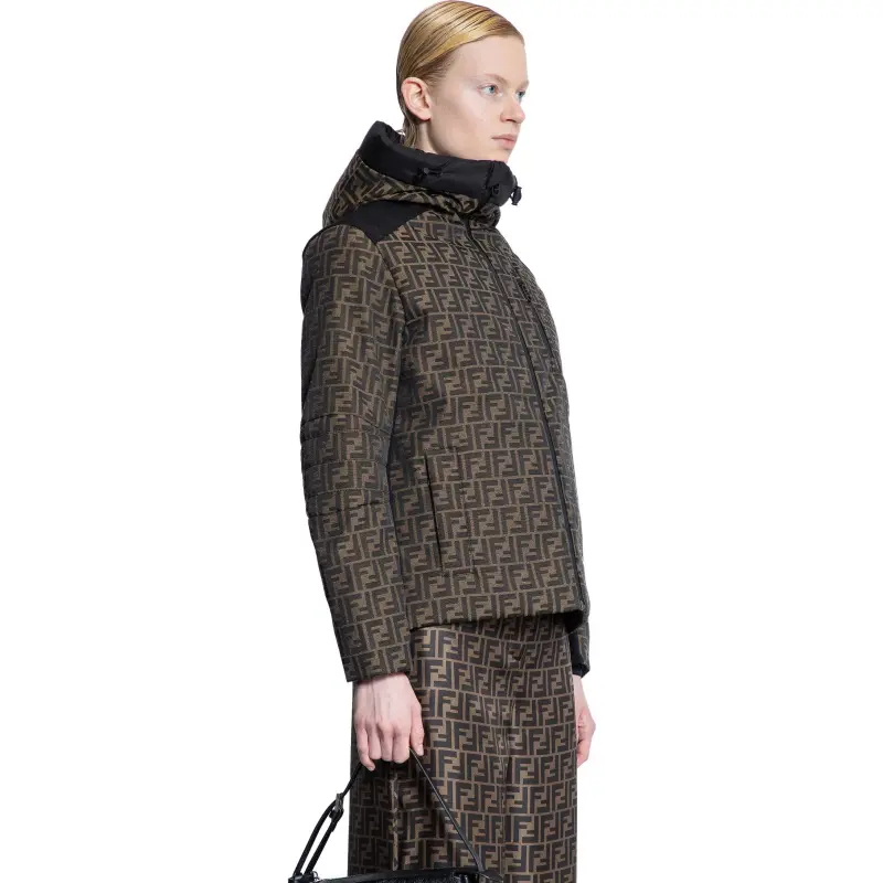 FENDI Ff Motif Zip Up Hooded Jacket-3