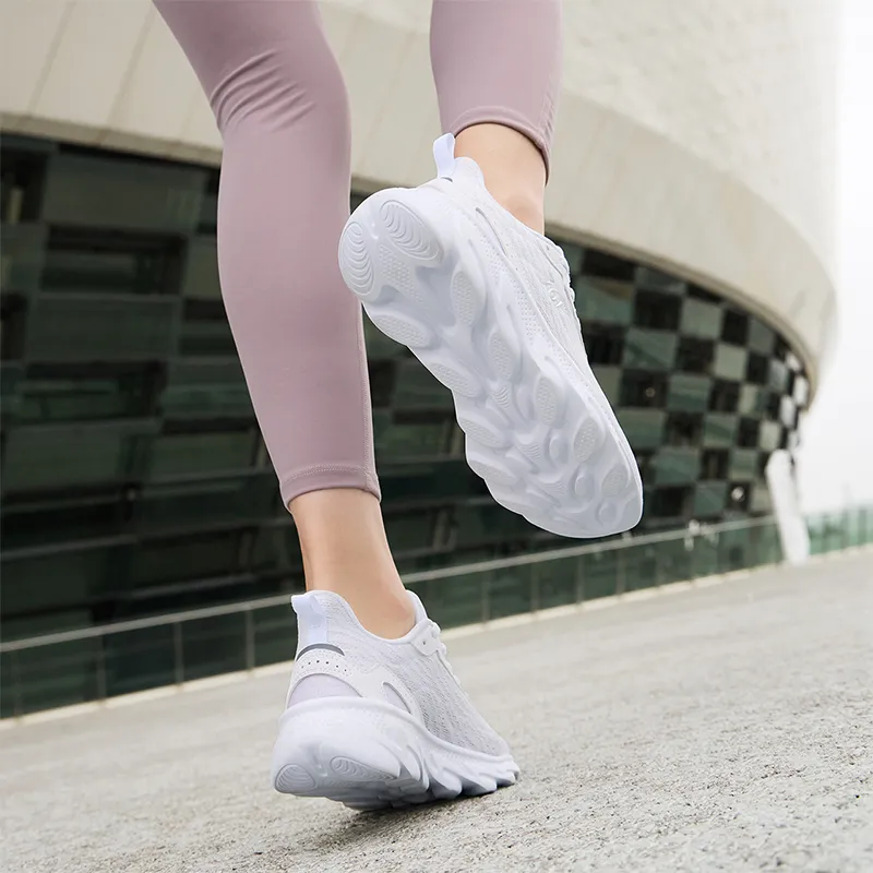 361° Cushioning Breathable Lightweight Low-Top Running Shoes Women's White Purple-10
