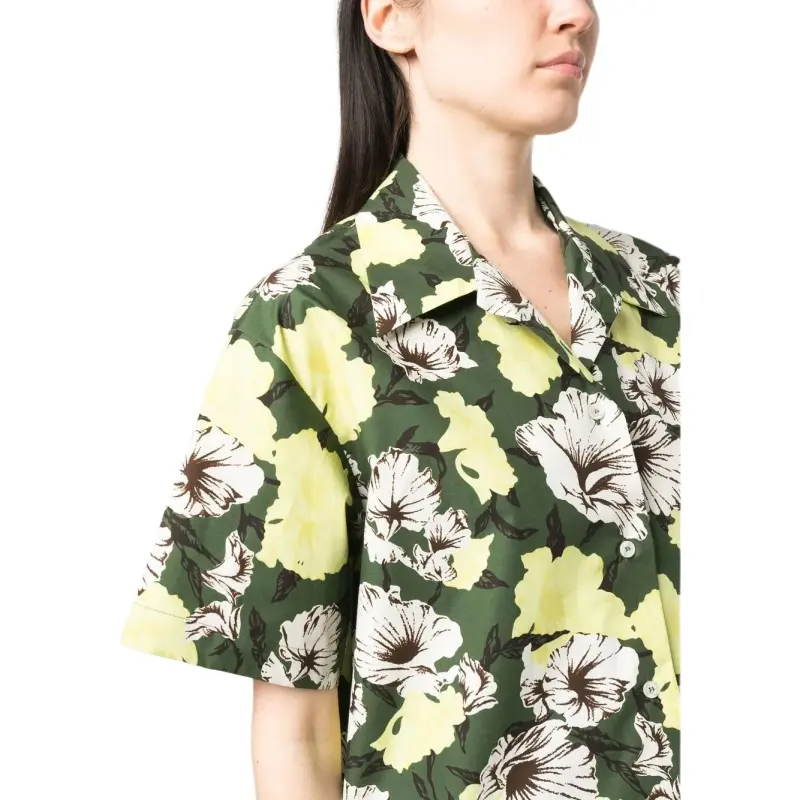 MSGM Floral Print Collared Button-Up Shirt-3