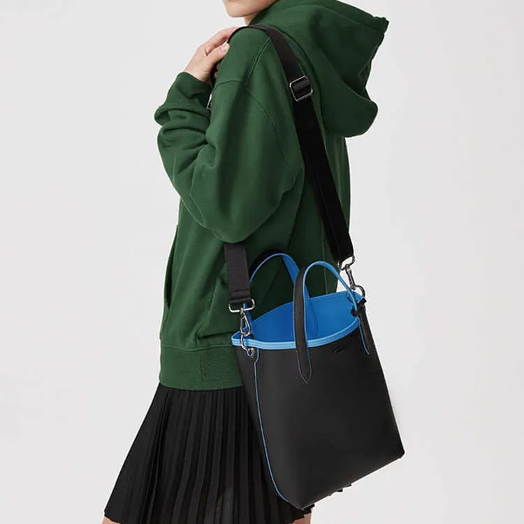 LACOSTE PVC Tote Bag, Shopping Bag, Handbag, Shoulder Bag, Crossbody Bag Medium Size Women's Blue-3