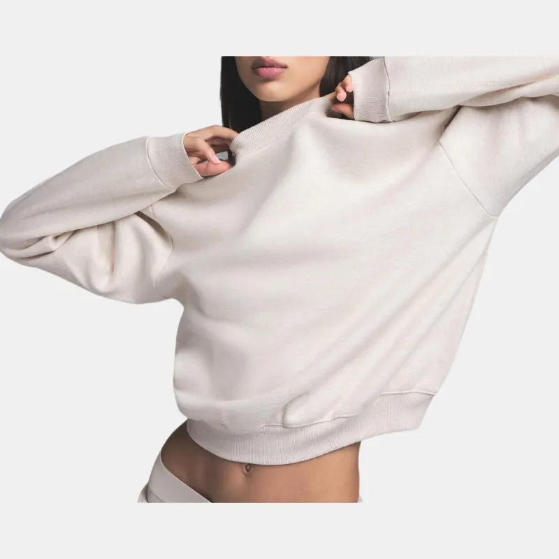 SKIMS Holiday Collection FW24 COTTON FLEECE CLASSIC CREWNECK Sweatshirt Women's HEATHER OATMEAL/Heather Oatmeal-3