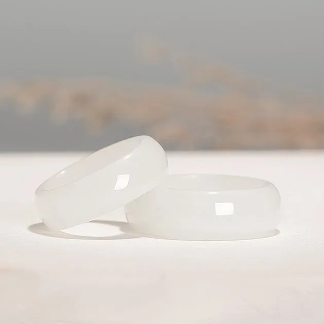 Ingenuity Hetian Jade Rings Unisex White Jade-3