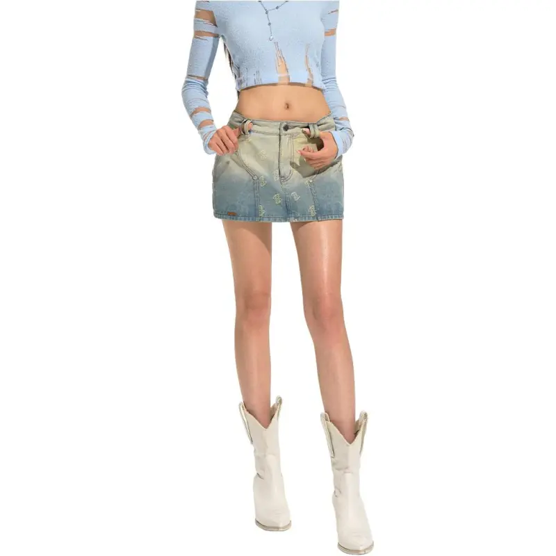 NAWS Denim Short Skirts Women's Mint Green-3