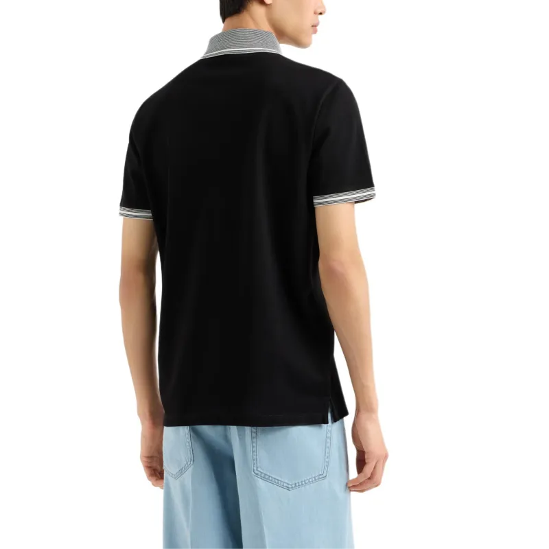 EMPORIO ARMANI Piqué Polo Shirt With Piped Collar-3