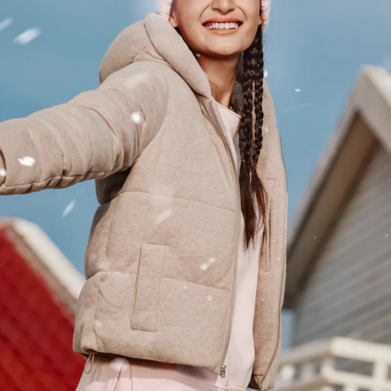Hollister Puffer Jacket Women's Taupe-5